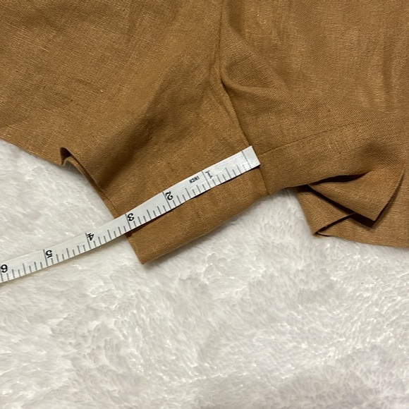 Zara tan linen pleated front belted shorts high waisted size large - Picture 6 of 16